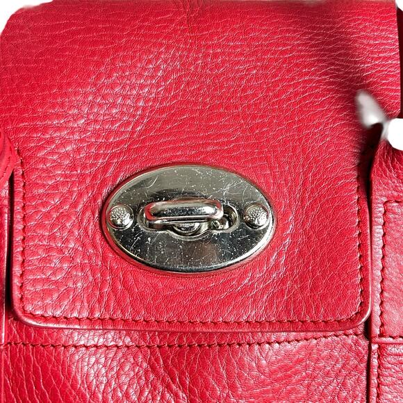 Bayswater Inspired Leather Tote Satchel Red Silver Toned Hardware READ - Picture 7 of 16